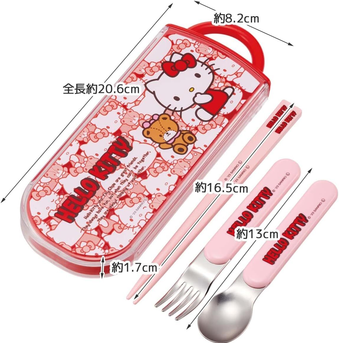  новый товар нераспечатанный *Skater. коробка для завтрака 4 позиций комплект * Hello Kitty | Sanrio 360ml ланч box . палочки для еды комплект вилки, ложки, палочек стакан мешочек ребенок Kids девочка красный сделано в Японии 