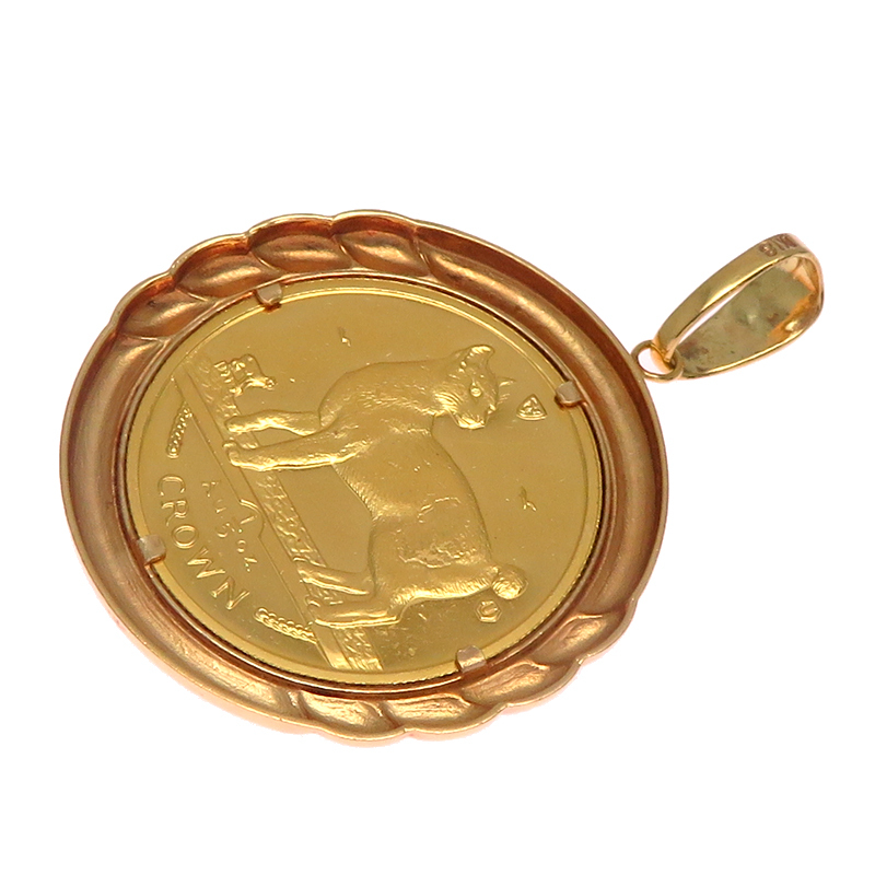 ［飯能本店］Non Brand ノンブランド コイン ペンダントトップ K24イエローゴールド レディース・メンズ DH89668_画像2