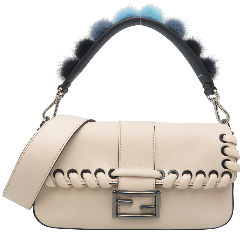 ［飯能本店］FENDI フェンディ マンマバケット 8BR600 ハンドバッグ レザー ホワイト系 レディース DH89720_画像1