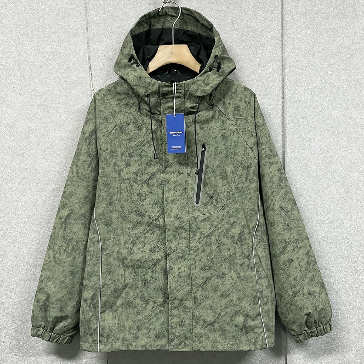 個性 ジャケット 定価6萬◆Emmauela?イタリア?ミラノ発◆撥水 タイダイ柄 フード付き アウトドア マウンテンパーカー ブルゾン M/46