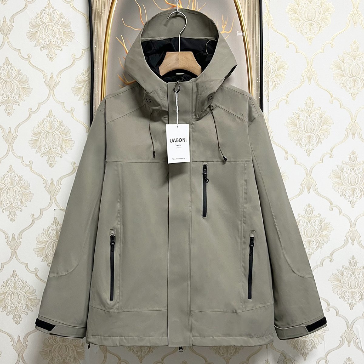 上品EU制&定価6萬◆UABONI*Paris*ジャケット*ユアボニ*パリ発◆撥水 防風 マウンテンパーカー アウトドア スポーツ キャンプ 春秋 2XL/52