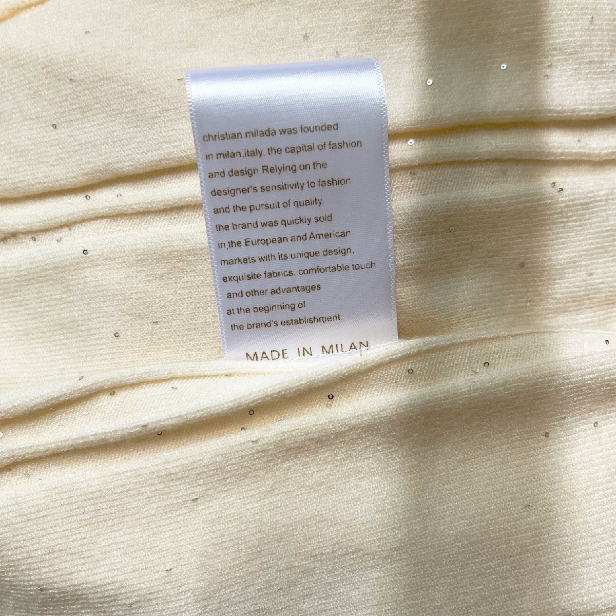 定価4萬★christian milada?ミラノ発?セーター★ウール混 ニット 柔らか スパンコール 気品 スリム ブラウス トップス レディース S