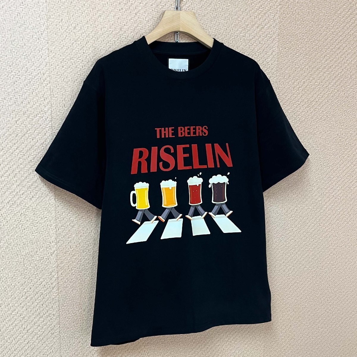 個性ヨーロッパ制※定価2萬◆ブルガリア発※RISELIN 半袖 Tシャツ 綿100％ 吸汗 ソフト ビール 面白い カットソー カジュアル レジャー 2XL