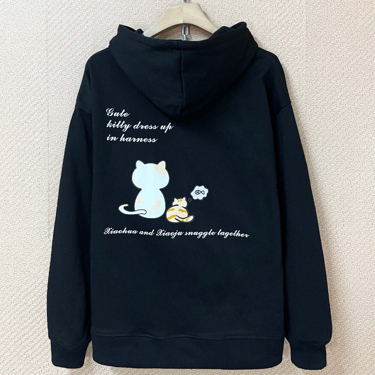 絶賛ヨーロッパ製※定価4万◆ブルガリア発※RISELIN パーカー 綿100% 猫柄 遊び心 可愛い 個性 カットソー トップス 男女兼用 秋冬 M/46