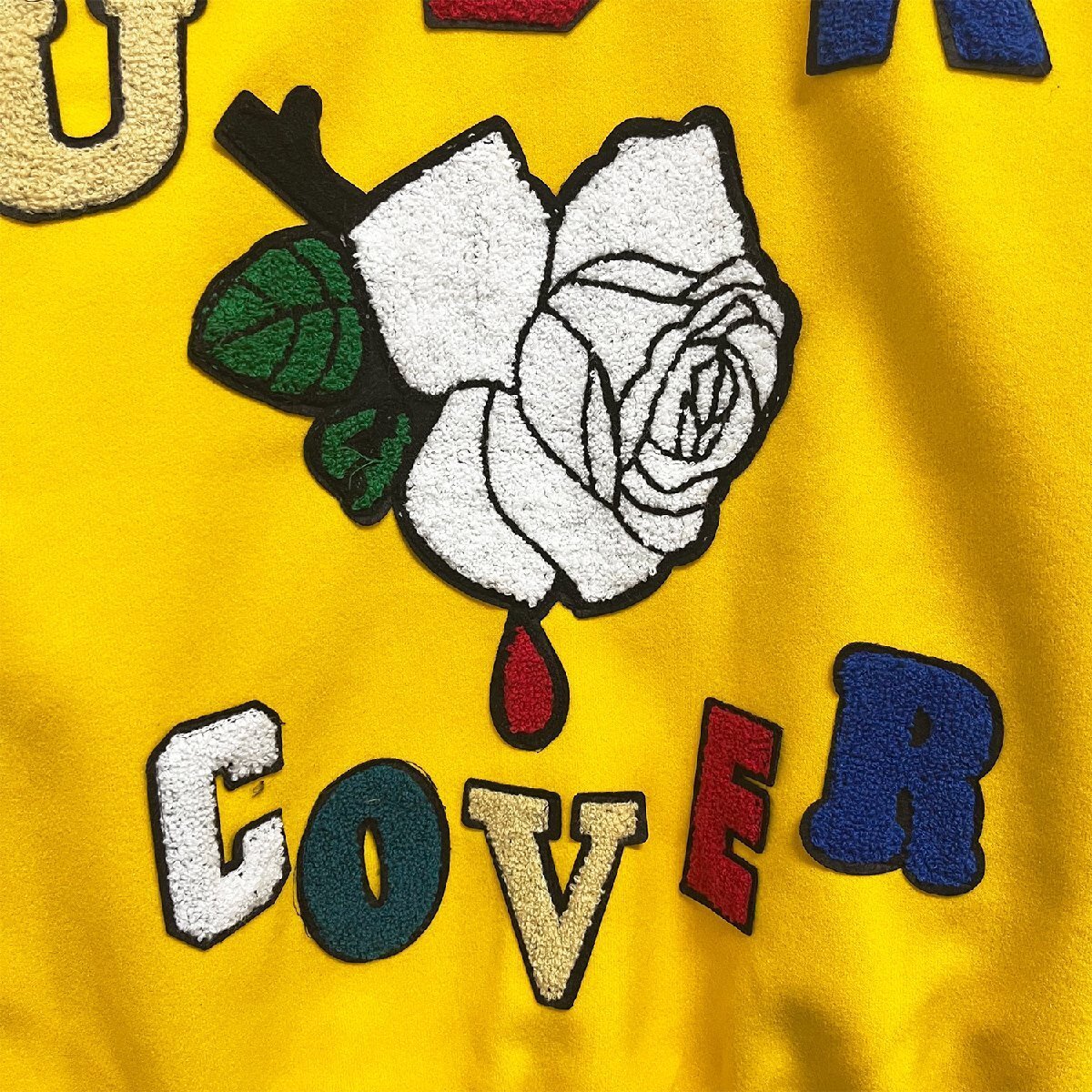 高級EU制＆定価7萬◆UABONI*Paris*スタジャン*ユアボニ*パリ発◆上品カシミヤ 防風 切替 バラ 英字 カラフル カッコいい ストリート XL/50