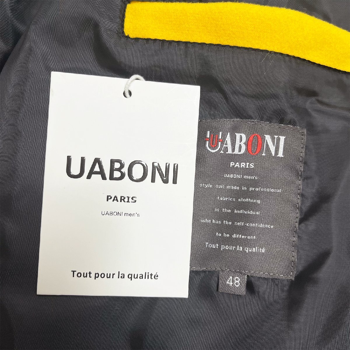 高級EU制＆定価7萬◆UABONI*Paris*スタジャン*ユアボニ*パリ発◆上品カシミヤ 防風 切替 バラ 英字 カラフル カッコいい ストリート XL/50