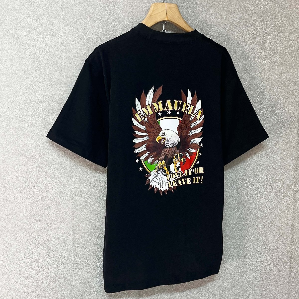 絶賛?半袖 Tシャツ 定価2萬◆Emmauela?イタリア?ミラノ発◆綿100％ 個(gè)性 柔らか 鷹柄 アメカジ ゆったり トップス スウェット 夏服 2XL