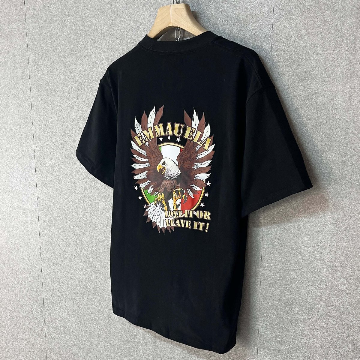 絶賛?半袖 Tシャツ 定価2萬◆Emmauela?イタリア?ミラノ発◆綿100％ 個(gè)性 柔らか 鷹柄 アメカジ ゆったり トップス スウェット 夏服 2XL