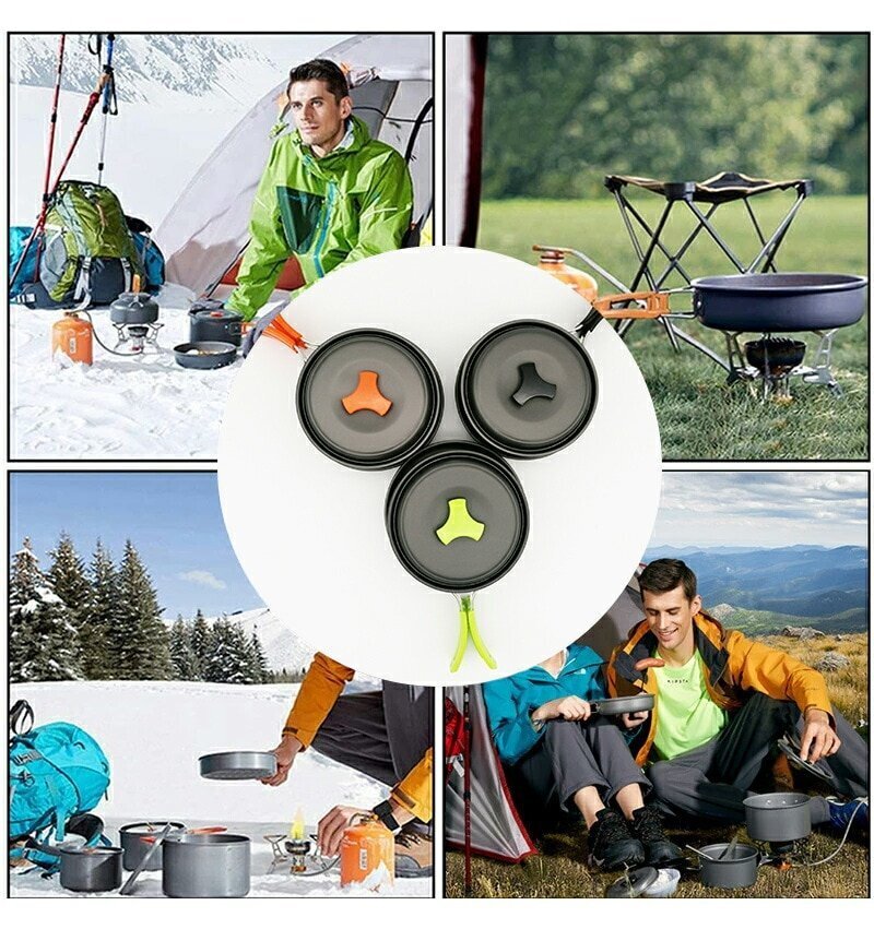 アウトドア 鍋 クッカーセット 調(diào)理器具 アルミニウム 軽量 鍋 ケトル キャンピング 9點セット 2～3人用 収納袋付き shw0053