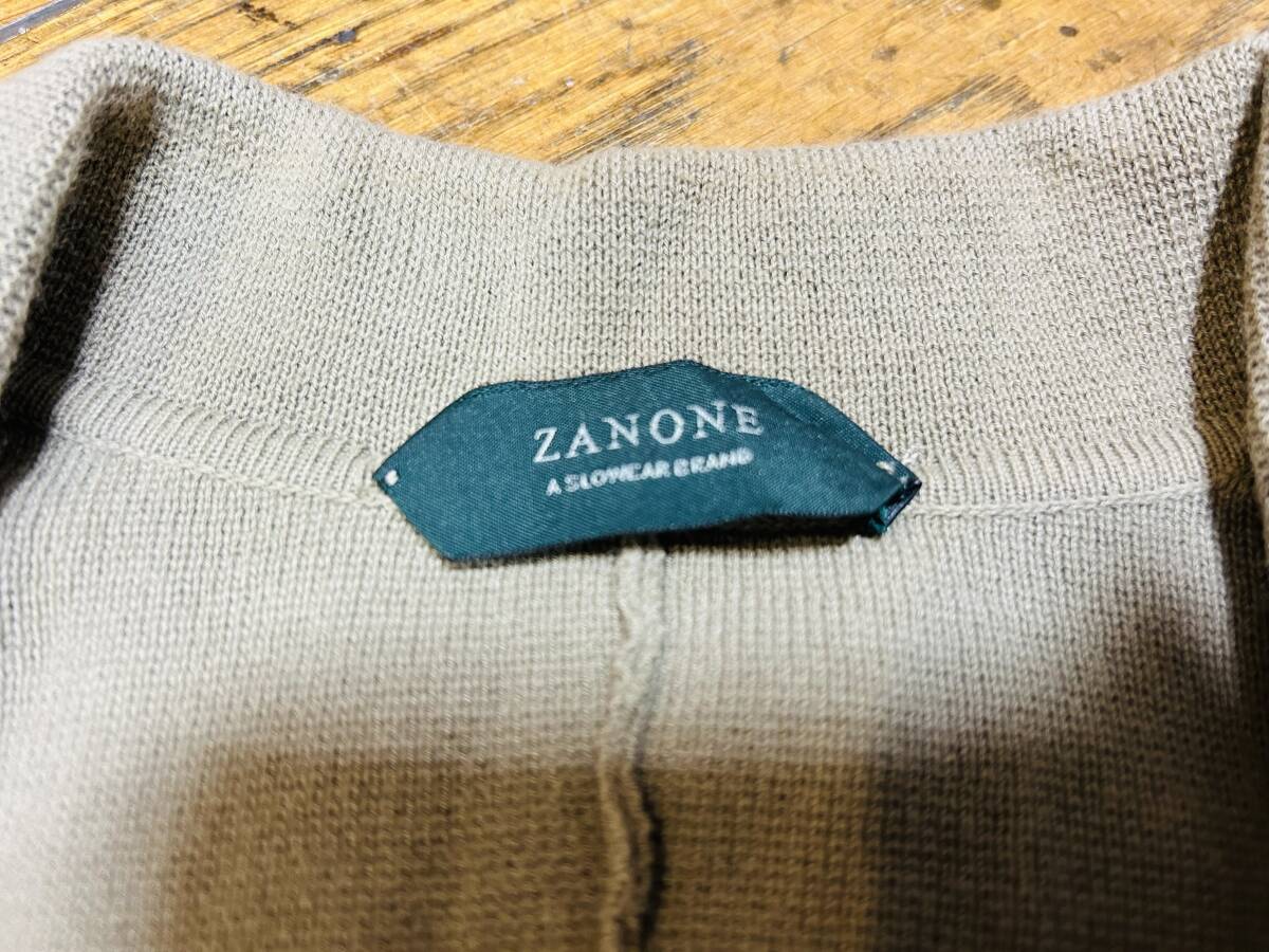A3306 ザノーネ ZANONE◆コットン100% ニット カーディガン メンズ48 ベージュ系 イタリア製_画像5