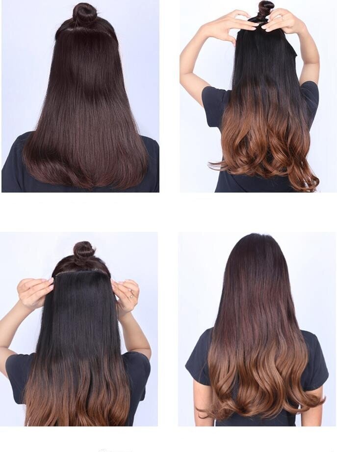 襟足ウィッグ グラデーション カール ウィッグ エクステ ロング ワンタッチ 長さ50cm つけ毛 コスプレ