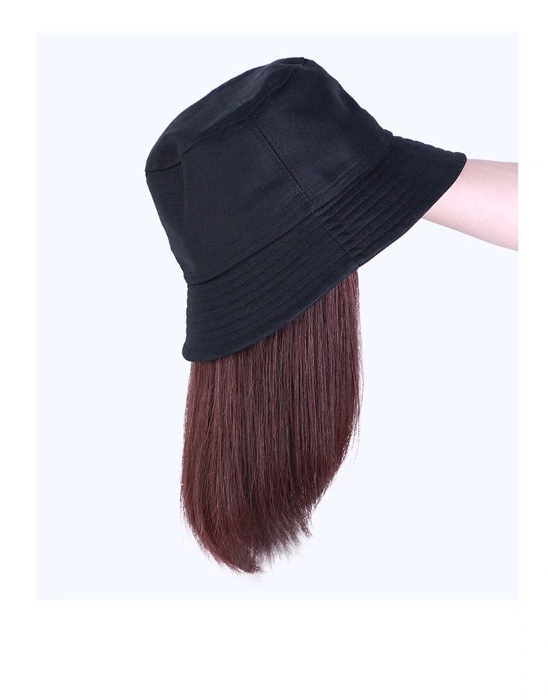 帽子付きウィッグ ボブ バケットハット 毛付き帽子 ストレート オールシーズン