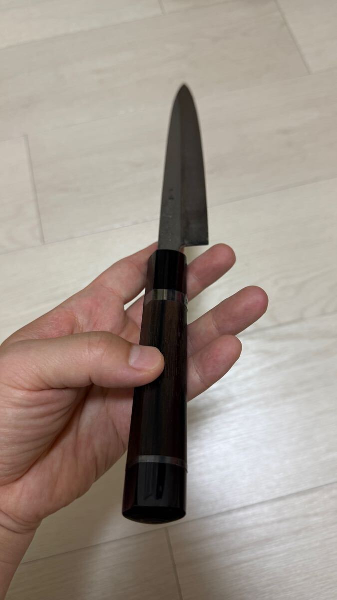 京都 有次 本焼 柳刃包丁 年代物 9寸 黒檀 純銀巻 和包丁