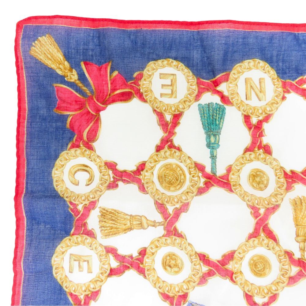 中古 セリーヌ ハンカチ 綿 ネイビー レッド ホワイト 小物 おしゃれ レディース 女性