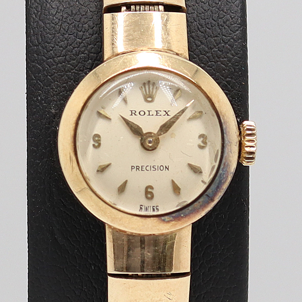デッドストック級 稼働 ロレックス プレシジョン 9K/375 15.5g ゴールド文字盤 手巻 レディース腕時計 0063800 5TJT TKY KTU ABC16087_画像1