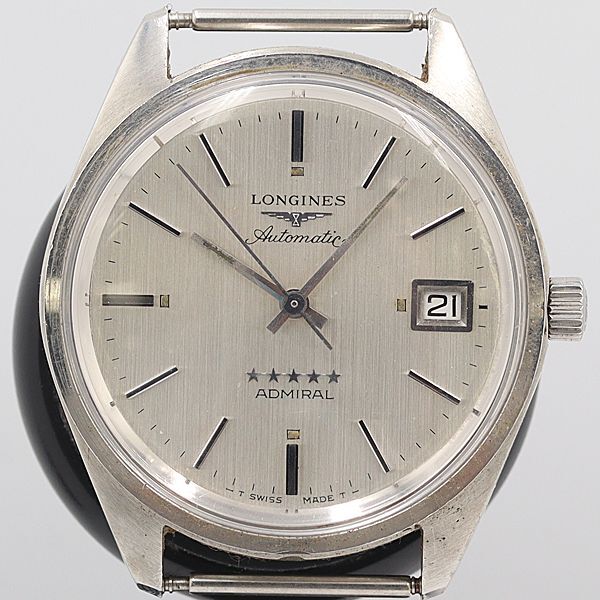 デッドストック級 稼働 良品 ロンジン アドミラル シルバー文字盤 AT デイト メンズ腕時計 OGH トップのみ 1939ABC0011200_画像1