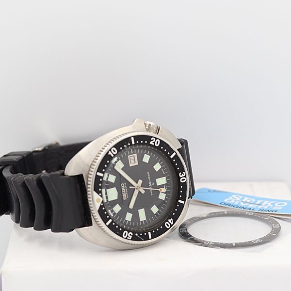 デッドストック級(jí) 稼働 良品 セイコー 6105-8110 ダイバーズ 植村モデル AT 黒文字盤(pán) 150ｍ デイト メンズ腕時(shí)計(jì) OGH 5853ABC6381210