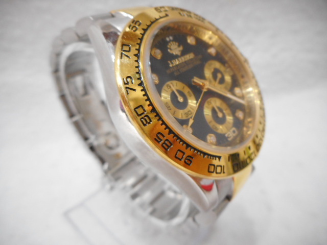 ◇ J.HARRISON ジョンハリソン JH-003 クォーツ ブラック文字盤 3針 腕時計　コンビカラー 現(xiàn)狀品　USED品　ケース入り