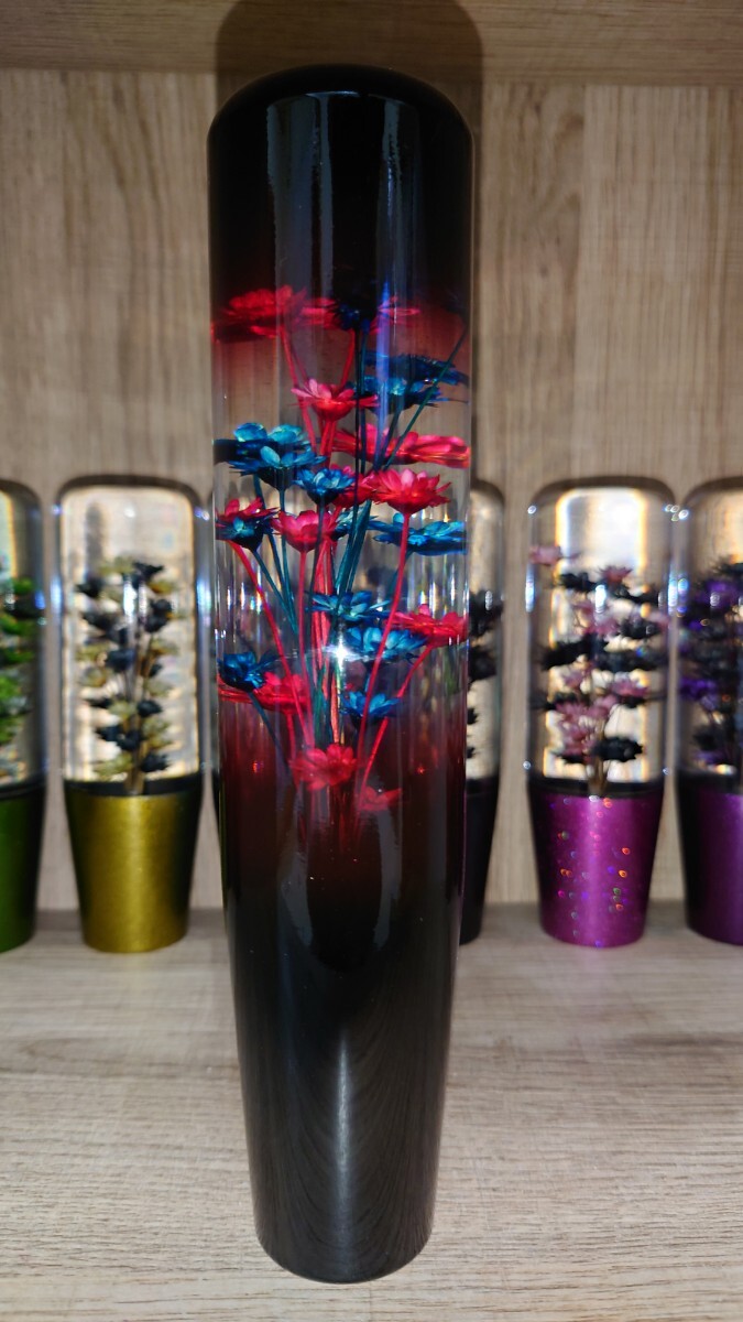 ぼかしグラデーション水中花シフトノブ20cmブルー×レッド　デコトラ　軽トラ　旧車　街道レーサー　ドリフト　　シフトノブ延長_画像2