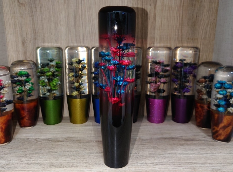 ぼかしグラデーション水中花シフトノブ20cmブルー×レッド　デコトラ　軽トラ　旧車　街道レーサー　ドリフト　　シフトノブ延長_画像1