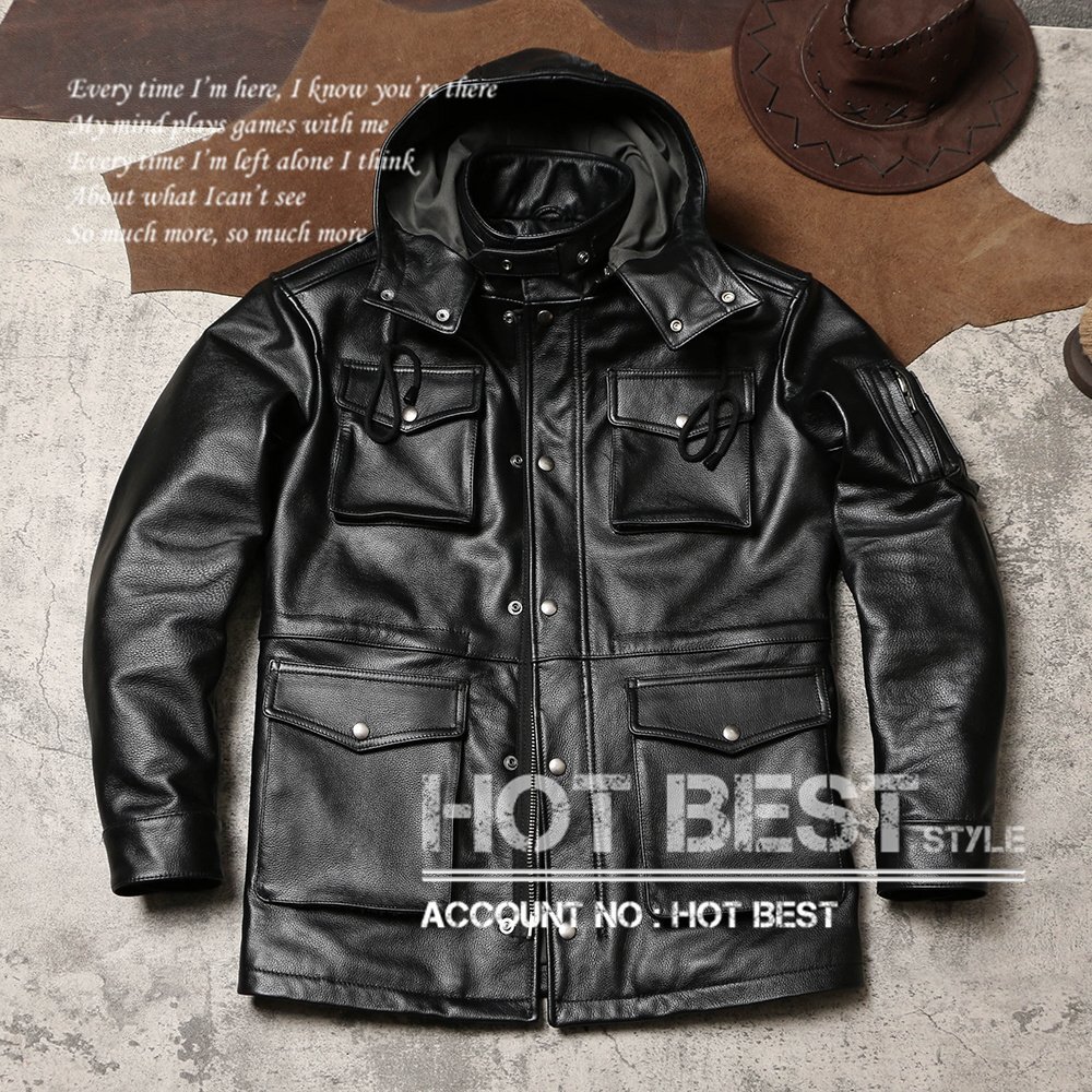 1.2mmカウハイド 復刻50´スタイル M65 メンズ 革ジャン 中綿 サファリジャケット イタリアンレザー 牛革 Y1543/M メンズファッション