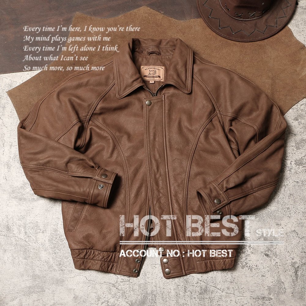 1.0mm カウハイド 復刻30'sスタイル レトロ シングルライダース ゆったりめ メンズ 革ジャン レザージャケット 牛革 Y1526/XXL