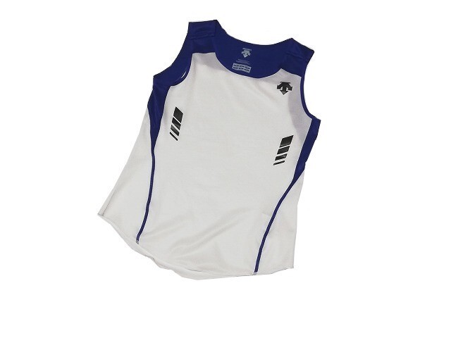 【新品】デサント/DESCENTE レディース 陸上 トップス【S】白/青 DRN-4122W◆マラソン 運動 ヨガ フィットネス ダイエット 女性_画像1