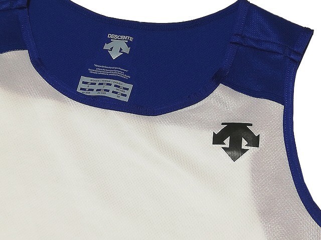 【新品】デサント/DESCENTE レディース 陸上 トップス【S】白/青 DRN-4122W◆マラソン 運動 ヨガ フィットネス ダイエット 女性_画像2