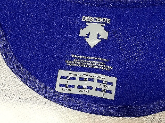 【新品】デサント/DESCENTE レディース 陸上 トップス【S】白/青 DRN-4122W◆マラソン 運動 ヨガ フィットネス ダイエット 女性_画像3