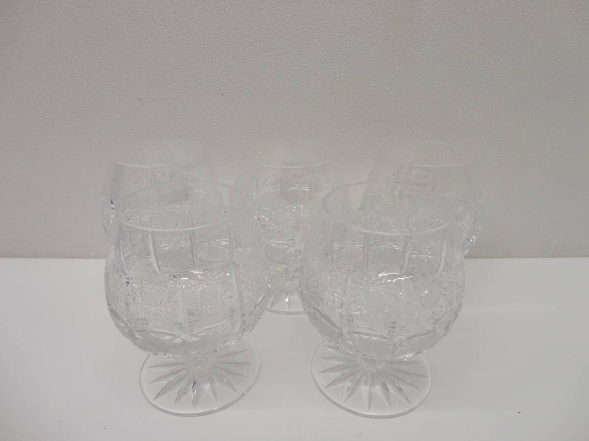 11214 食器祭 BOHEMIAN CRYATAL Hand Cut ボヘミアン クリスタル ハンドカット 中古品 5客 箱 保管_画像2
