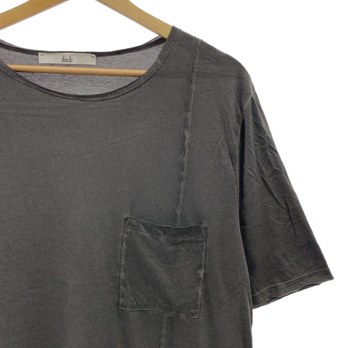 daub / ドーブ 染め加工 再構築 クルーネック ポケット Tシャツ カットソー_画像2