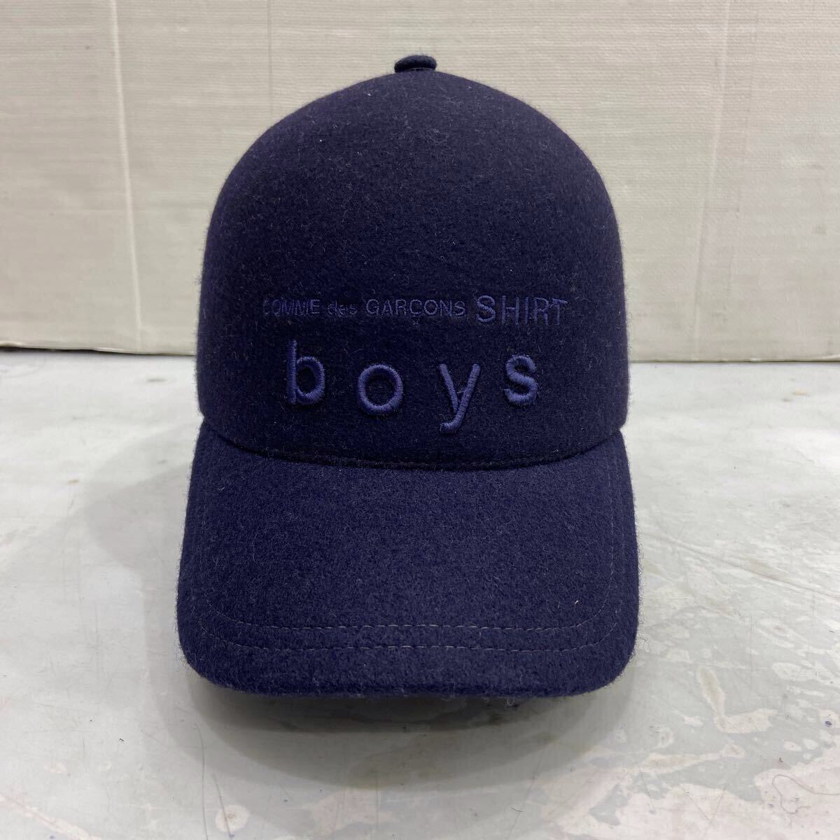 【COMMEdesGACONS SHIRT BOYS コムデギャルソン】ボーイズ W25942 キャップ L ネイビー ウール100% 2509oki m_画像1