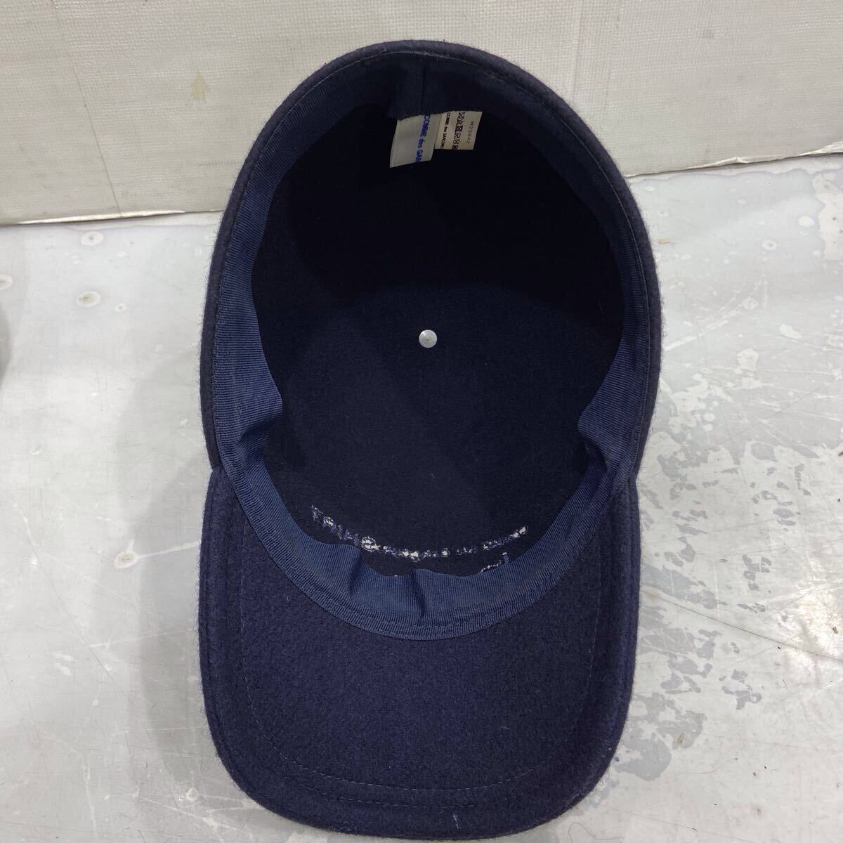 【COMMEdesGACONS SHIRT BOYS コムデギャルソン】ボーイズ W25942 キャップ L ネイビー ウール100% 2509oki m_画像4