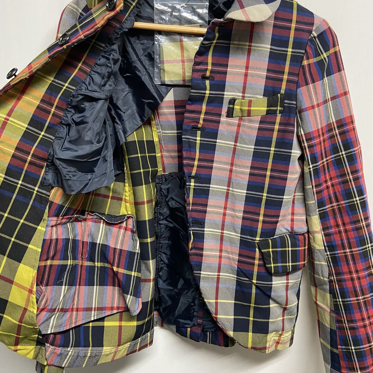 【COMME des GARCONS COMME des GARCONS コムデギャルソン】RT-J032 テーラードジャケット S チェック マルチカラー 2508oki M_画像5