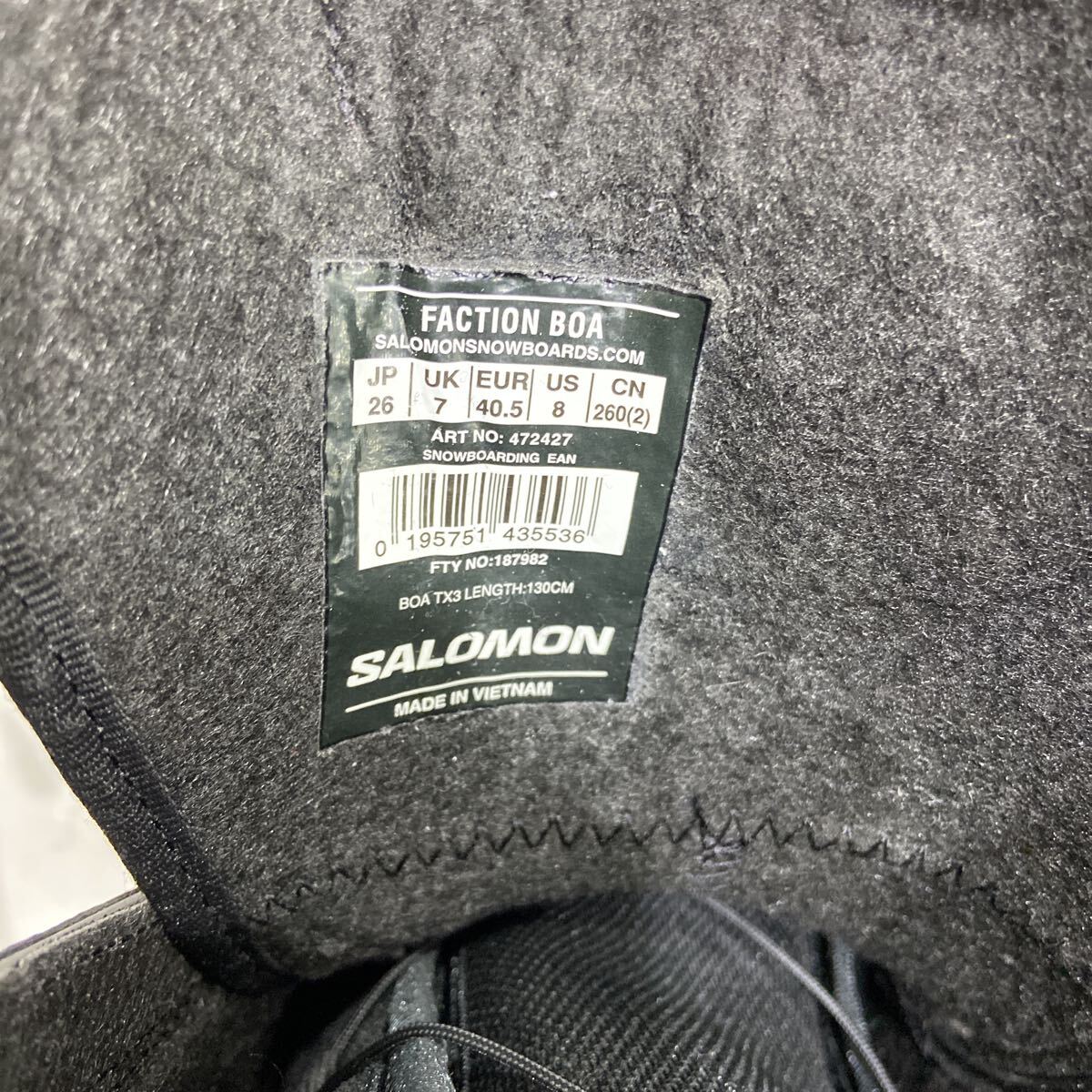 【Salomon サロモン】472427 スノーボードブーツ ブラック BOA 2509oki h_画像6