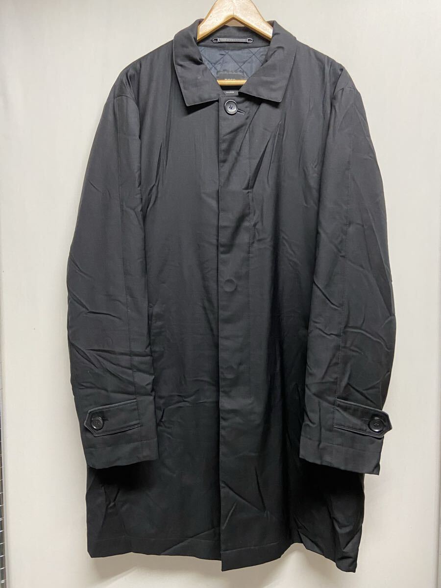 【HUGO BOSS ヒューゴボス】ステンカラーコート 50 ブラック ポリウレタン 2509oki M_画像1