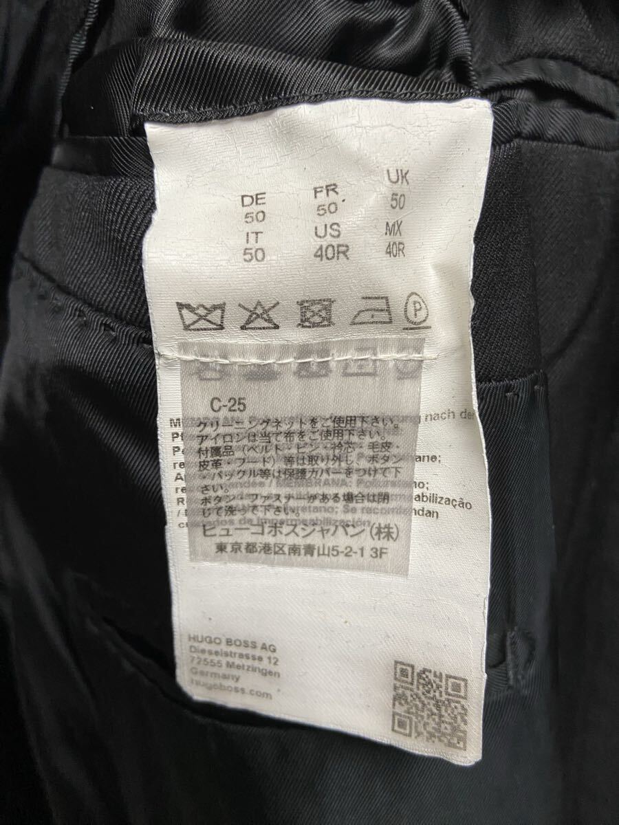 【HUGO BOSS ヒューゴボス】ステンカラーコート 50 ブラック ポリウレタン 2509oki M_画像7