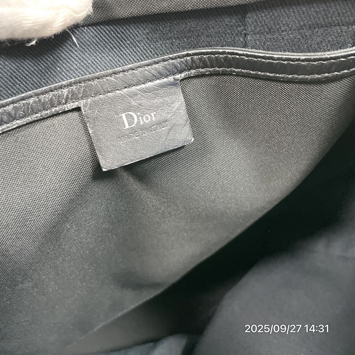 1000円? Dior クリスチャン ディオール アトリエ ブラック×ホワイトカラー キャンバス レザー 革 トート ハンドバック かばん 鞄