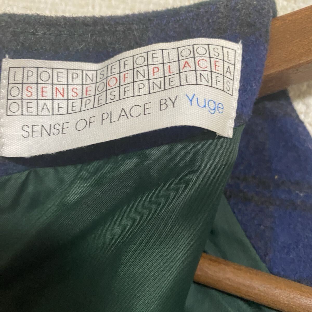 sence of place by yuge ワンピース 重ね着 チェック柄 膝丈 アーバンリサーチ ひざ丈 グリーン ノースリーブ_画像9