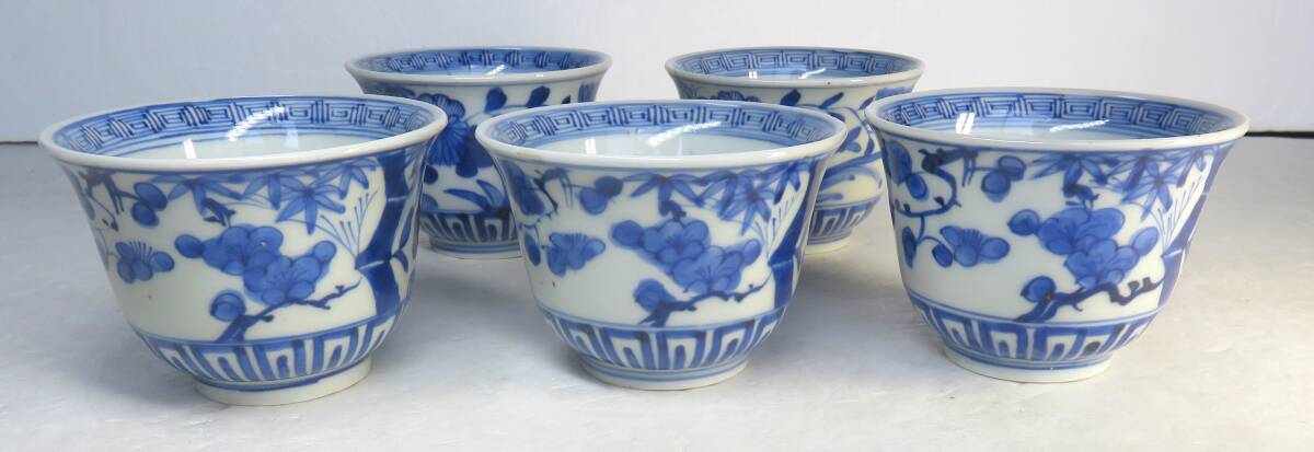 белый фарфор с синим рисунком направление есть 5 покупатель бамбук слива цветок * др. Meiji времена