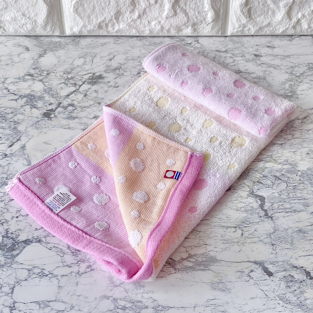 今治タオル フェイスタオル 4枚セット 可愛い 水玉柄 2色組 日本製 綿100% ハンドタオル スポーツ 給水 速乾 薄手 まとめ買い プレゼント_画像2