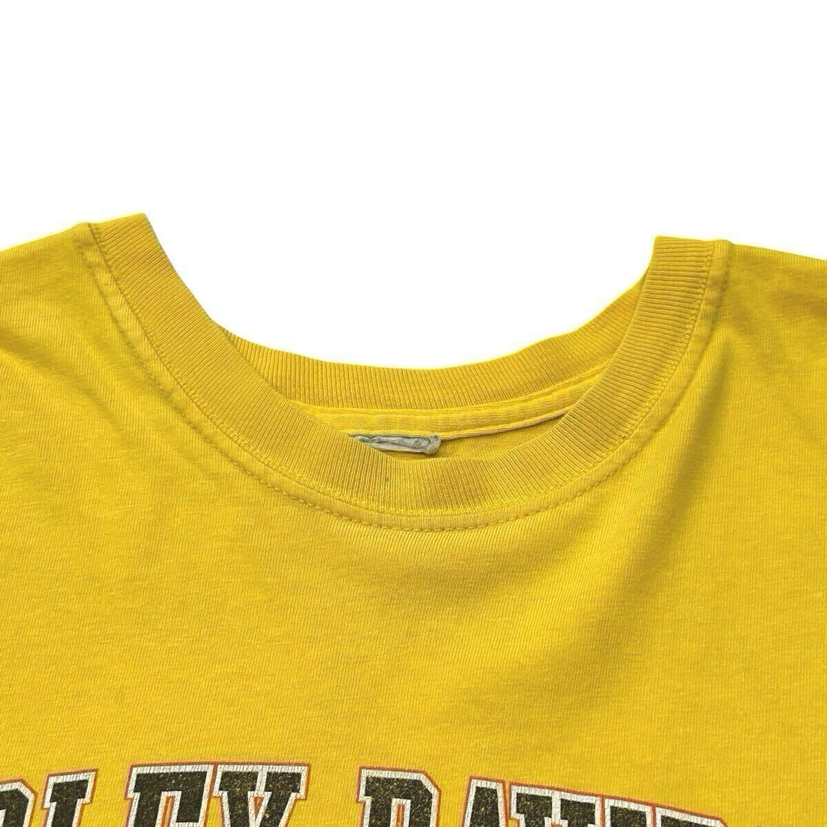 00s HARLEY DAVIDSON 両面プリント Tシャツ バイカー エンブレム モーターサイクル ショップ ハーレーダビッドソン Y2K 90s 古著 usa 黃色