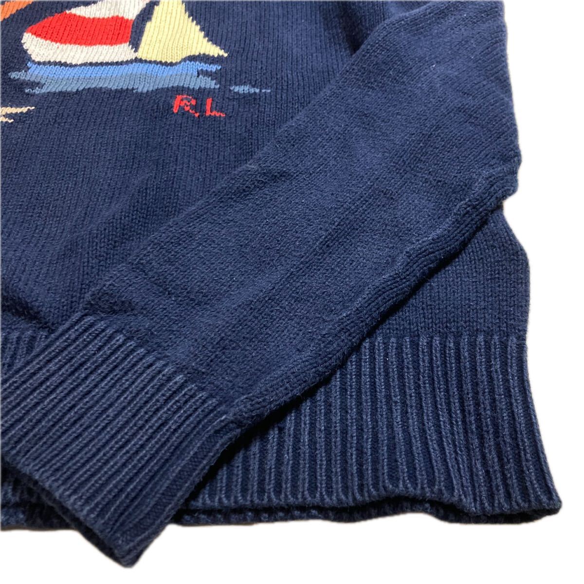 61-62 ラルフローレン ヨット ニット Mサイズ POLO RALPH LAUREN レディース コットン セーター ネイビー