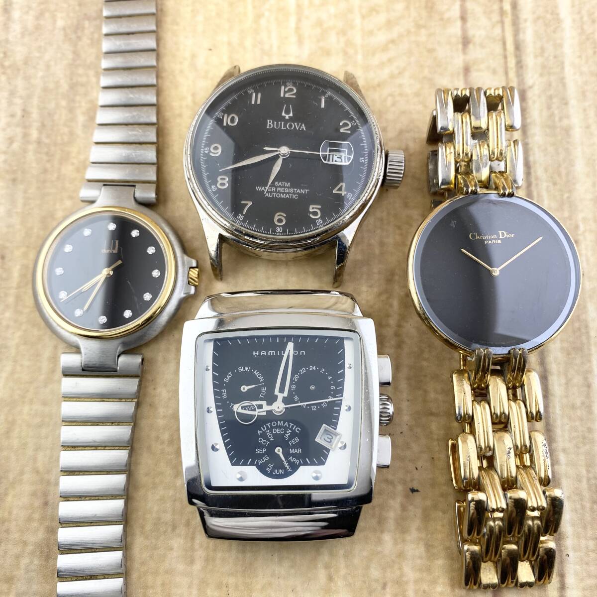 【1円?】Christian Dior クリスチャン ディオール/Dunhill ダンヒル/BULOVA ブローバ 他 腕時(shí)計(jì) メンズ ジャンク 4本セット まとめ