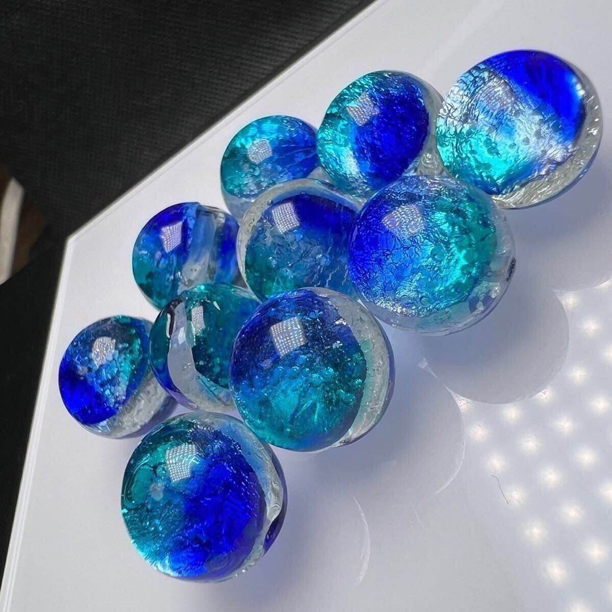  плесень la голубой 14mm 10 шт. комплект . свет ho taru стекло tonbodama ... стекло Ishigakijima река flat .