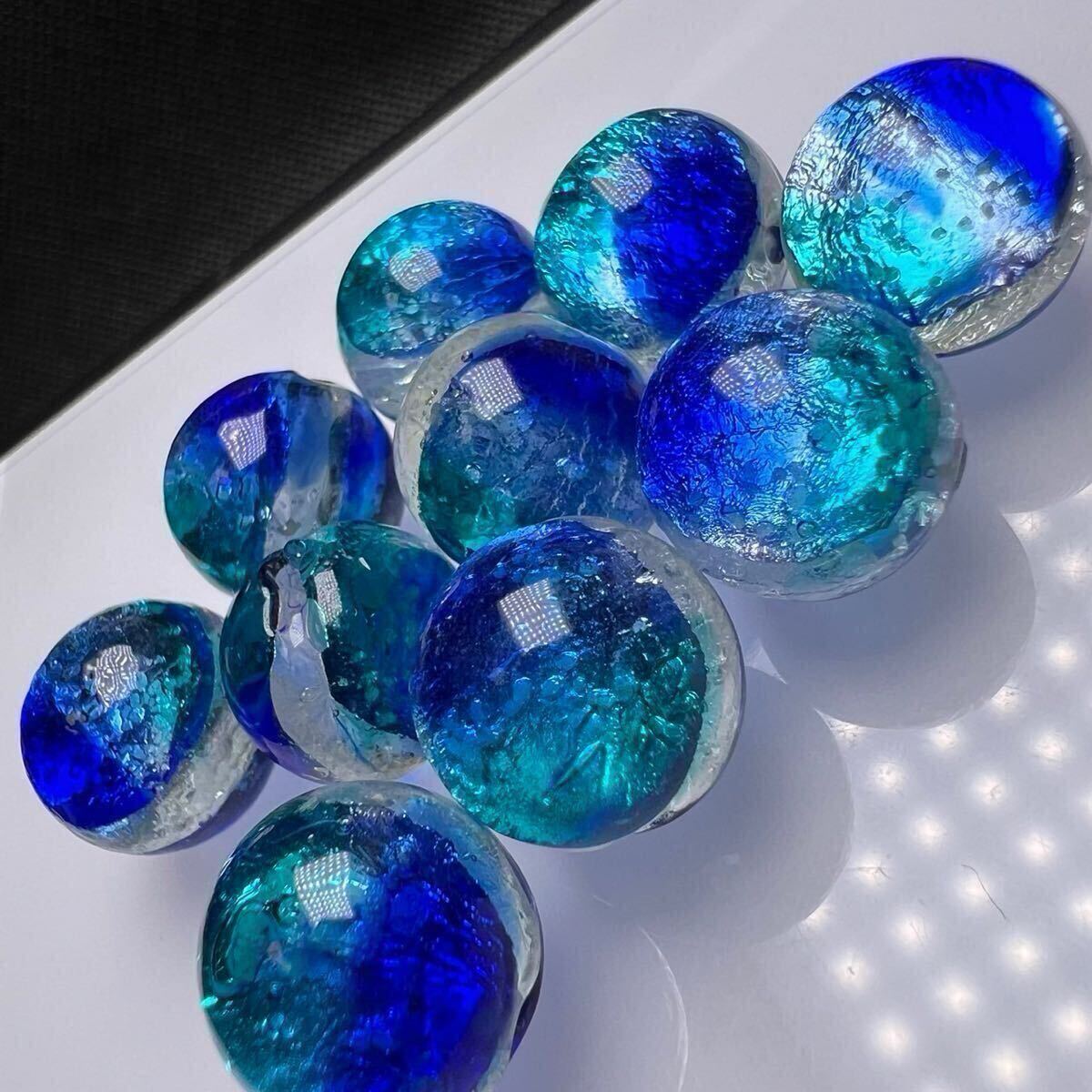  плесень la голубой 14mm 10 шт. комплект . свет ho taru стекло tonbodama ... стекло Ishigakijima река flat .