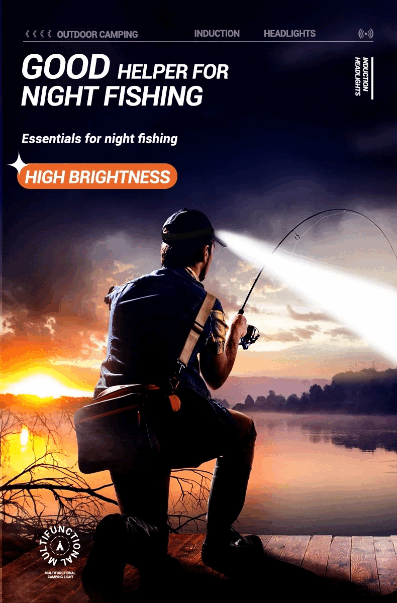 センサー機能搭載★L(fēng)EDヘッドライト★USB充電★角度調(diào)整可★8モード★キャンプ★アウトドア★夜釣り★作業(yè)燈