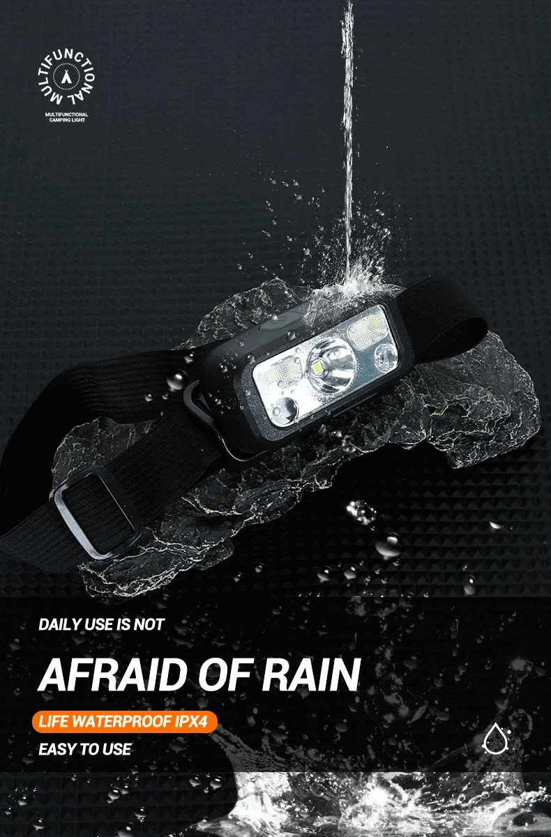 センサー機能搭載★L(fēng)EDヘッドライト★USB充電★角度調(diào)整可★8モード★キャンプ★アウトドア★夜釣り★作業(yè)燈