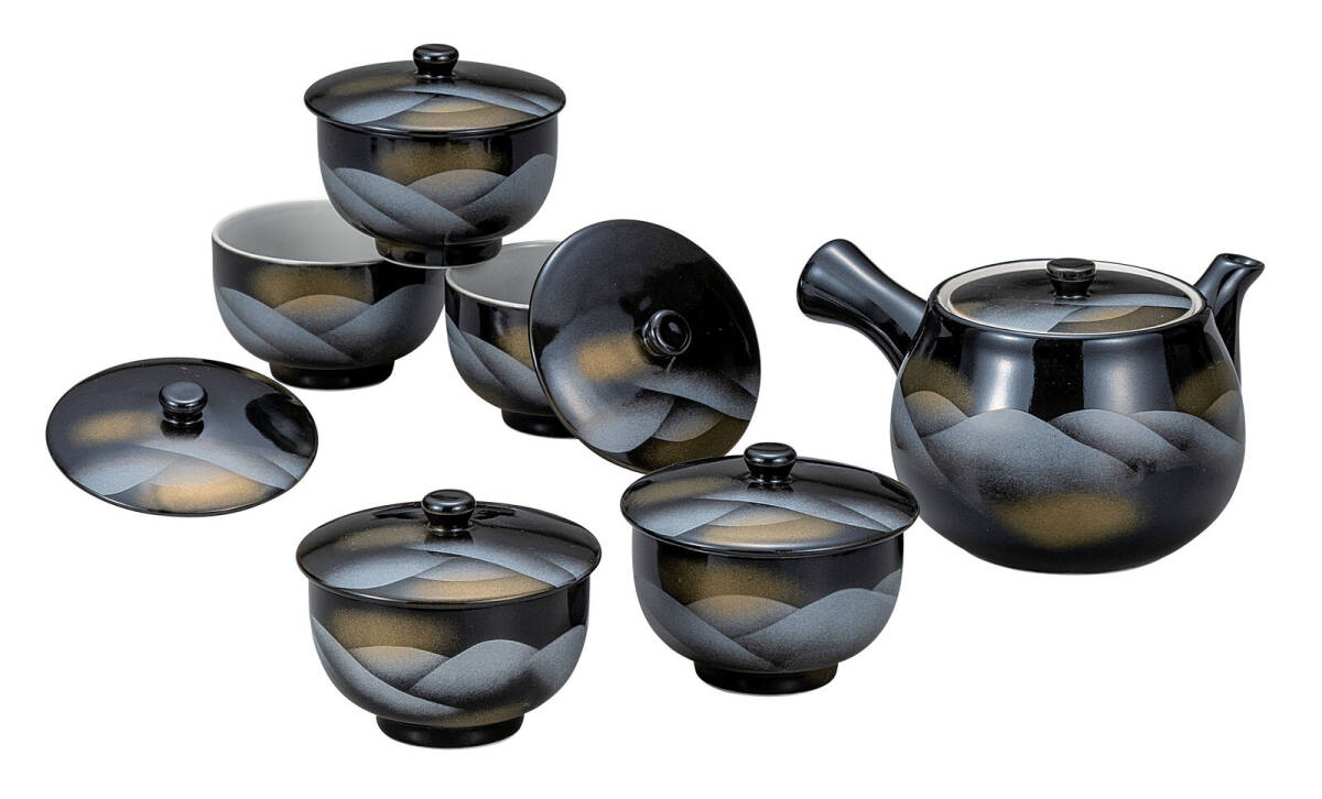 九谷焼！ 　☆連山?蓋付茶器セット☆　K9-845　新品 湯呑 煎茶ほうじ茶 ゆのみ 湯飲 ギフト