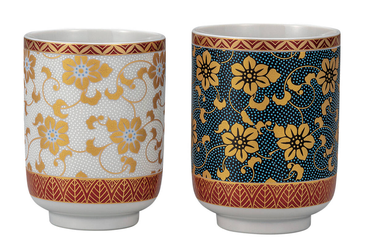 九谷焼！ ☆コンビ鉄仙・組湯呑☆　K9-797　新品 汲出 煎茶 ほうじ茶 茶器 ギフト